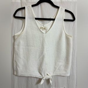 Madewell White V Neck Sleeveless Crop with Knot